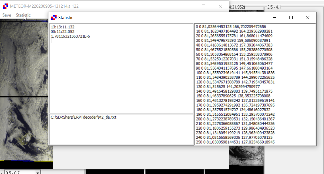 Contents of LRPT decoder status window.